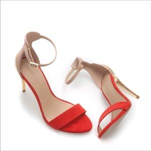 Zara coral red sandal gold heels